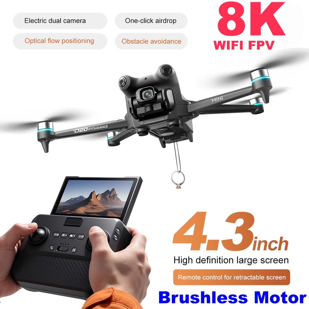Rc Helicopter Electric - Bürstenloser Bildschirm-Drohne mit Doppelkameras, WLAN-FPV, Hindernisvermeidung,