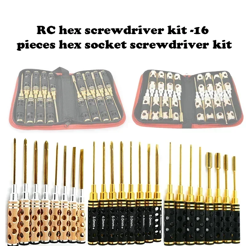 Rc Helicopter Tool Kit - RC Sechskant-Schraubendreher-Set - 16-teiliges Sechskant-Inbusschlüssel-Kit Sechskant-Mutternschraubendreher-Set
